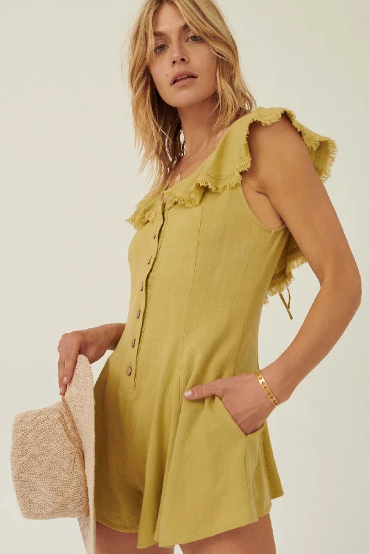 Walking on Sunshine Raw-Edge Flounce Romper