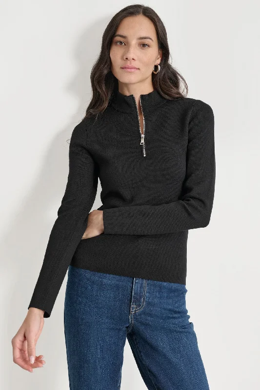 FULL NEEDLE HALF ZIP FRONT TOP