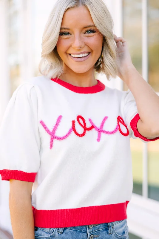 XOXO White Script Sweater