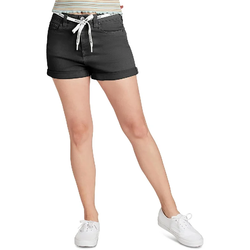 Dickies Womens Juniors High Rise Rolled Denim Shorts