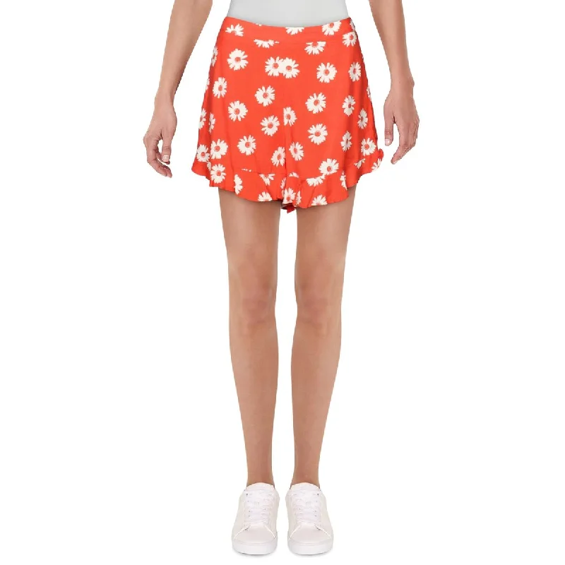 Lush Womens High Waist Floral Casual Shorts