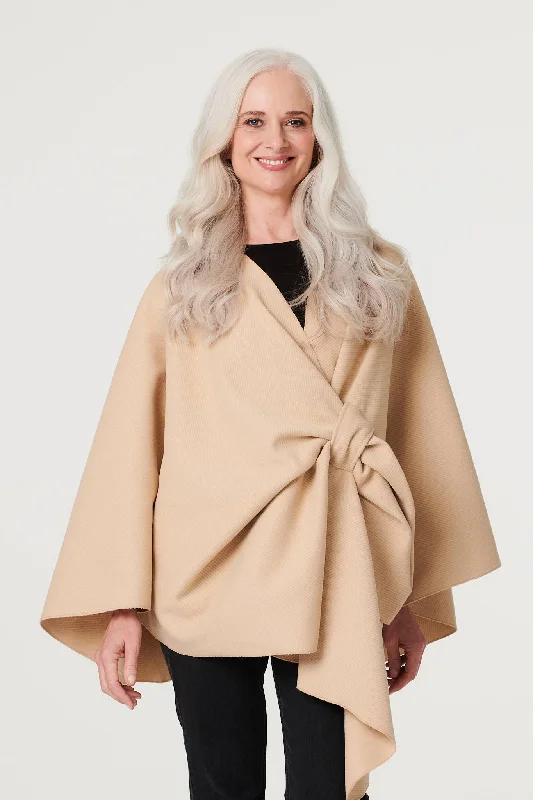 Wrap Front Asymmetric Cape Coat