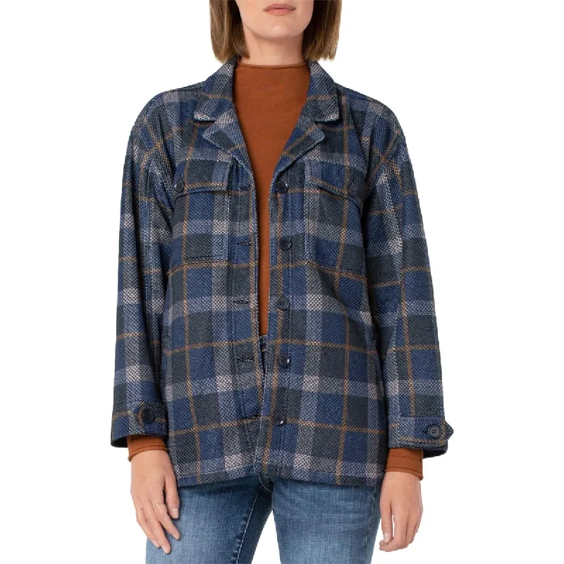 Liverpool Womens Tartan Plaid Boxy Shirt Jacket