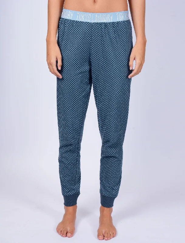 Claire Polka Dot Print Cotton Lounge Pants in Placid Blue - Tokyo Laundry