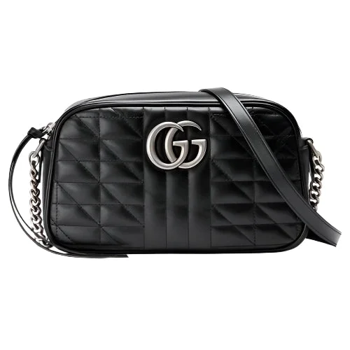 GUCCI GG Marmont Small Quilted Camera Bag  Antique silver-toned hardware
