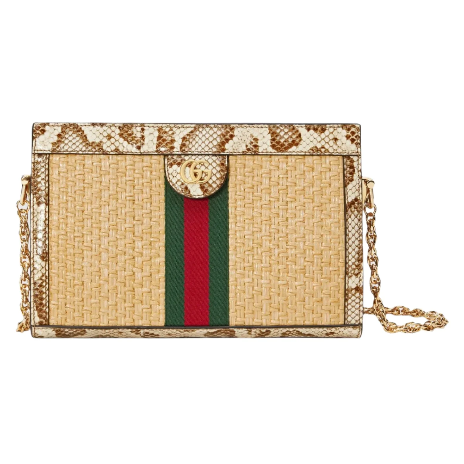 GUCCI Ophidia Straw Small Shoulder Bag