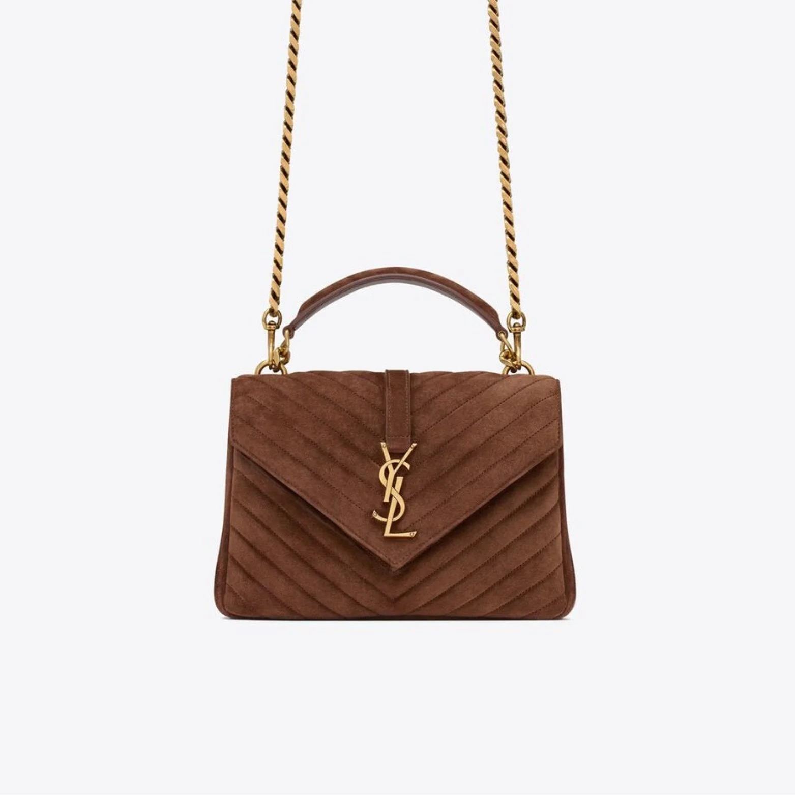 SAINT LAURENT Medium College in Quilted Suede
