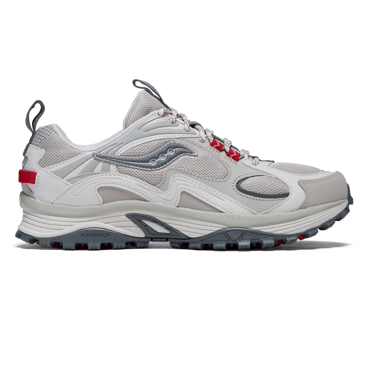 Saucony Grid Aura X Shoes - Dove/Red