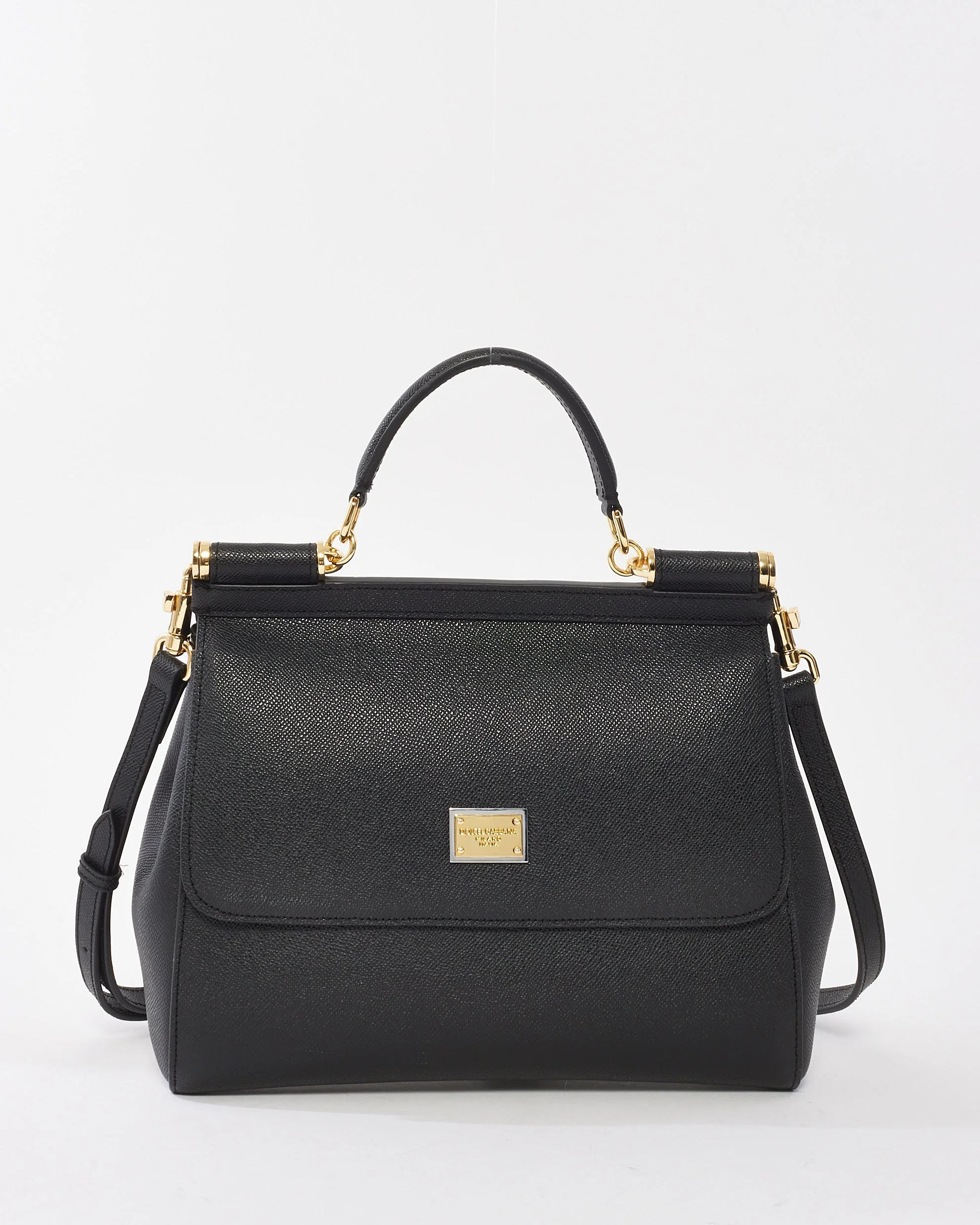 Dolce & Gabbana Black Leather Medium Miss Sicily Bag