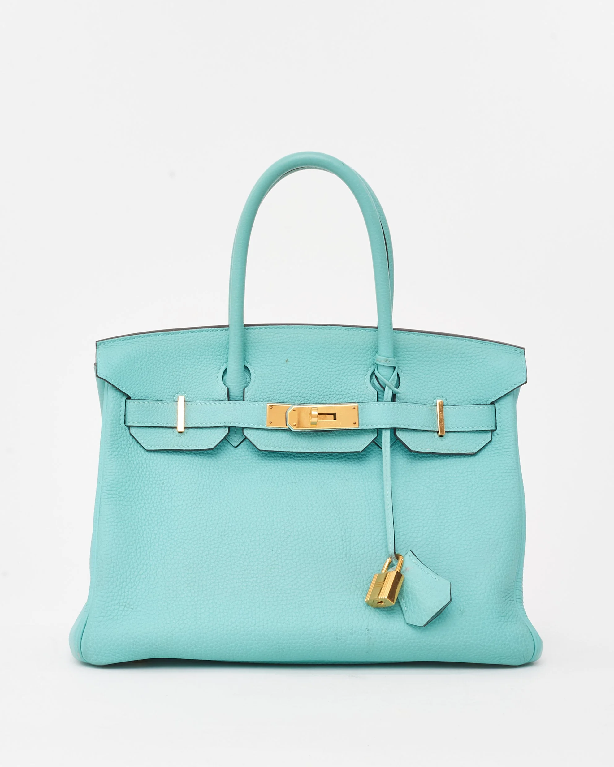 Hermès Blue Atoll Clemence Leather Birkin 30 GHW