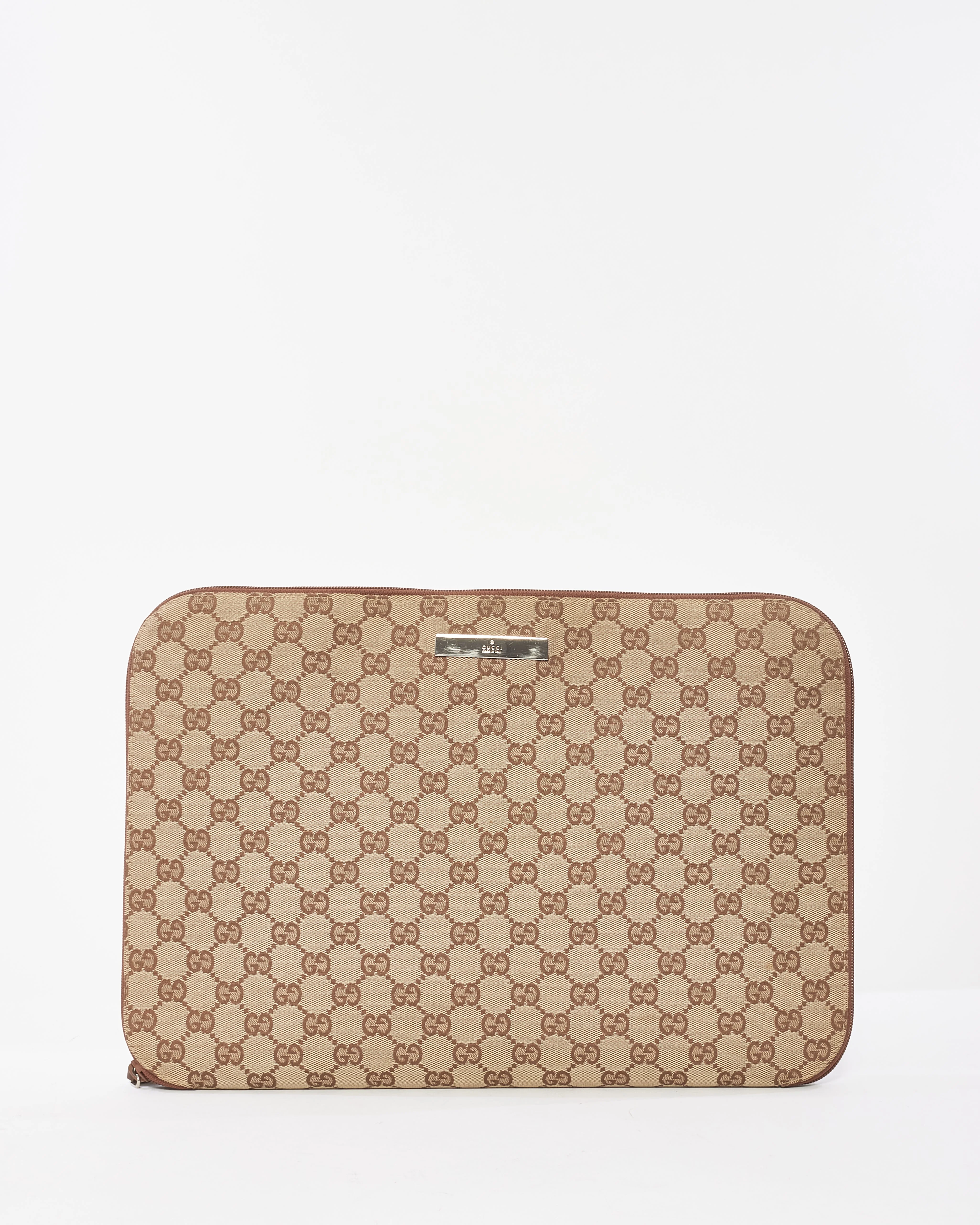 Gucci Brown GG Monogram Canvas Laptop/Document Case