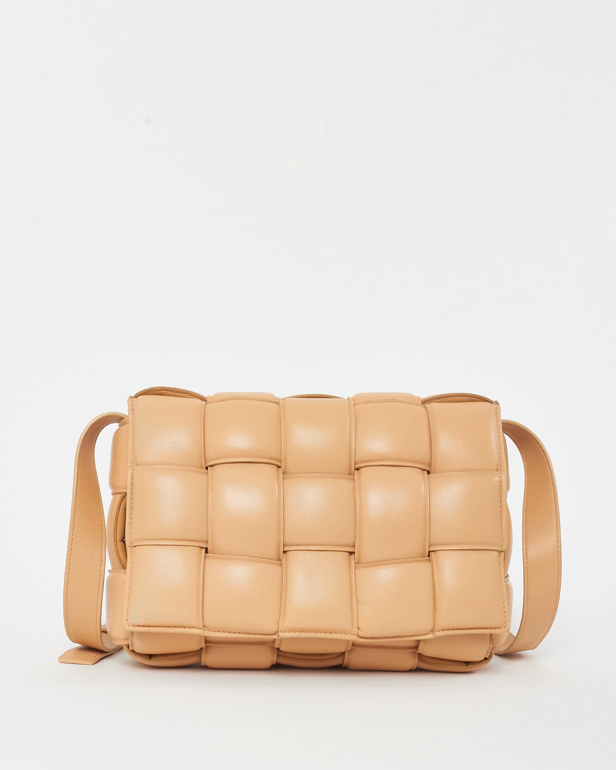 Bottega Veneta Beige Intrecciato Leather Padded Cassette Crossbody Bag
