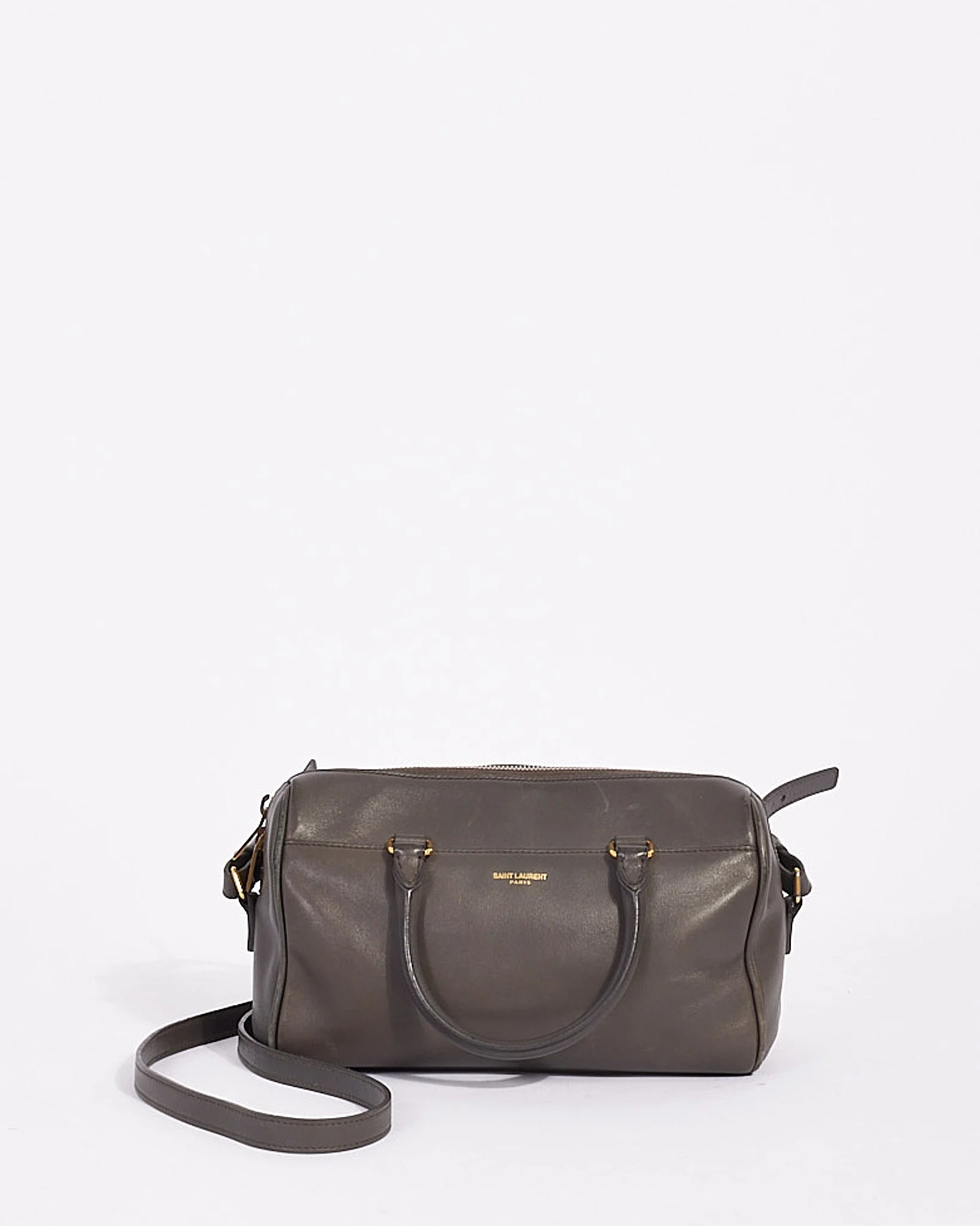Saint Laurent Grey Leather Classic Baby Duffle Bag