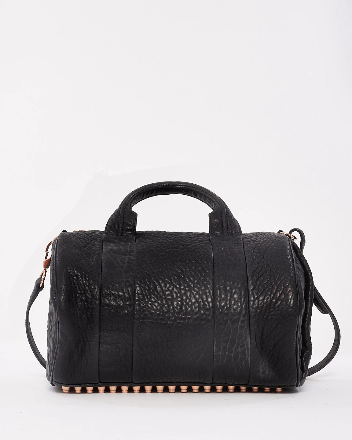 Alexander Wang Black Pebble Lambskin & Rose Gold Studded Rocco Bag