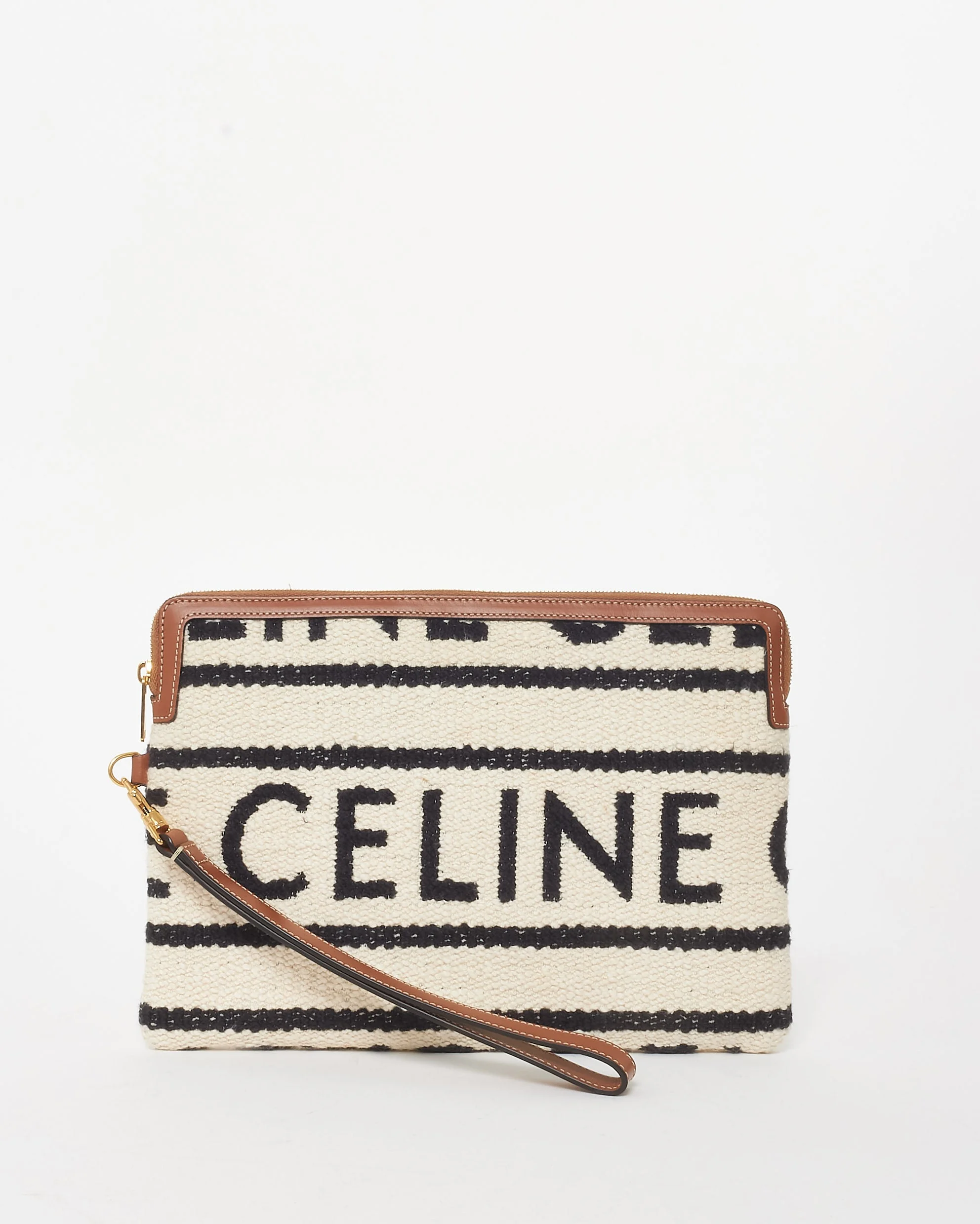 Saint Laurent Dark Green Grained Leather Tri Quilt Wristlet Clutch