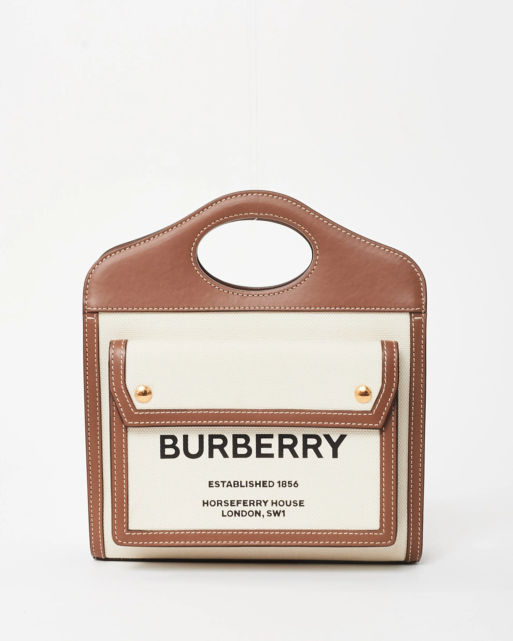 Burberry Brown Leather and Canvas Logo Mini Pocket Crossbody Bag