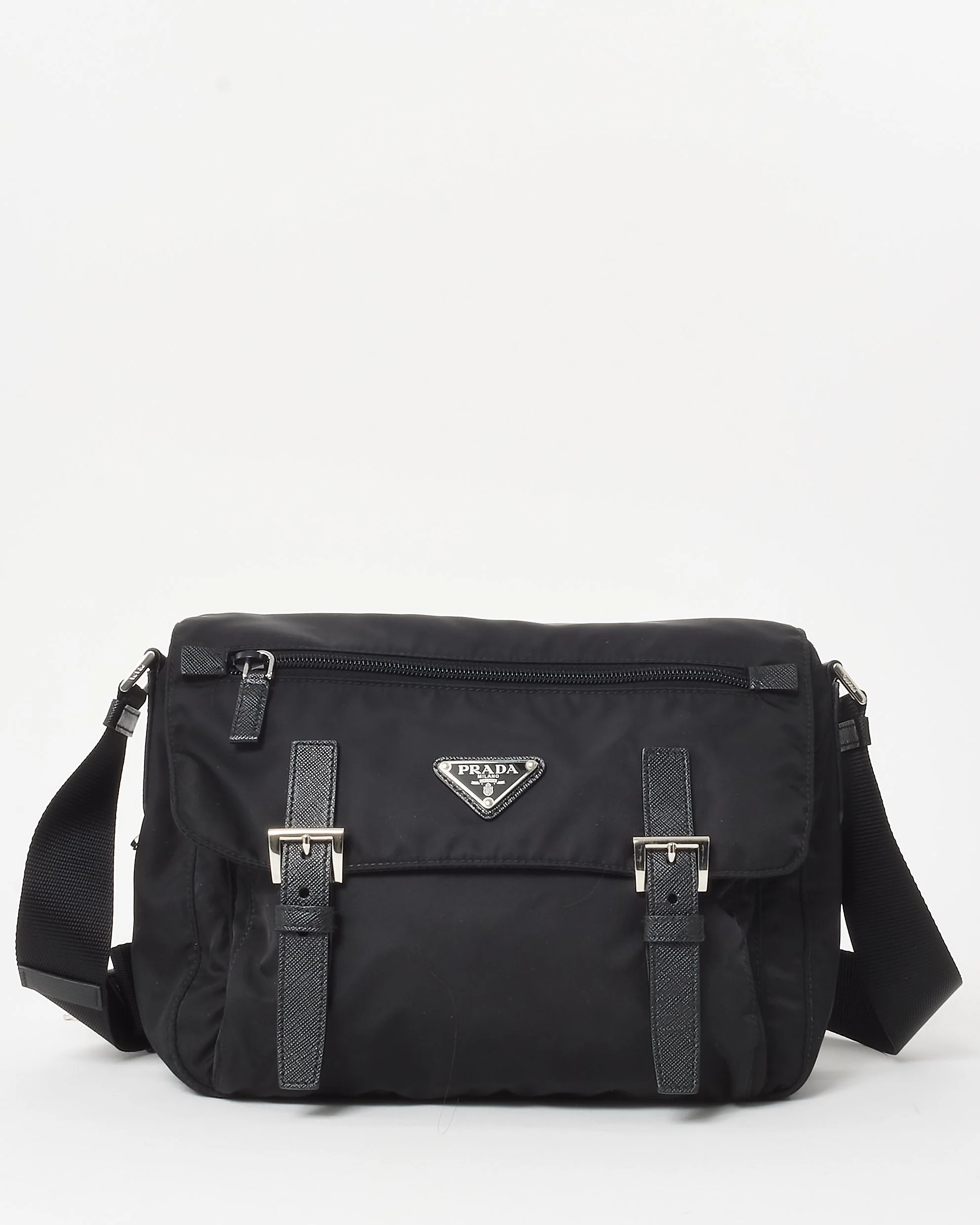 Prada Black Re-Nylon Buckle Crossbody Bag with Re-edition Strap