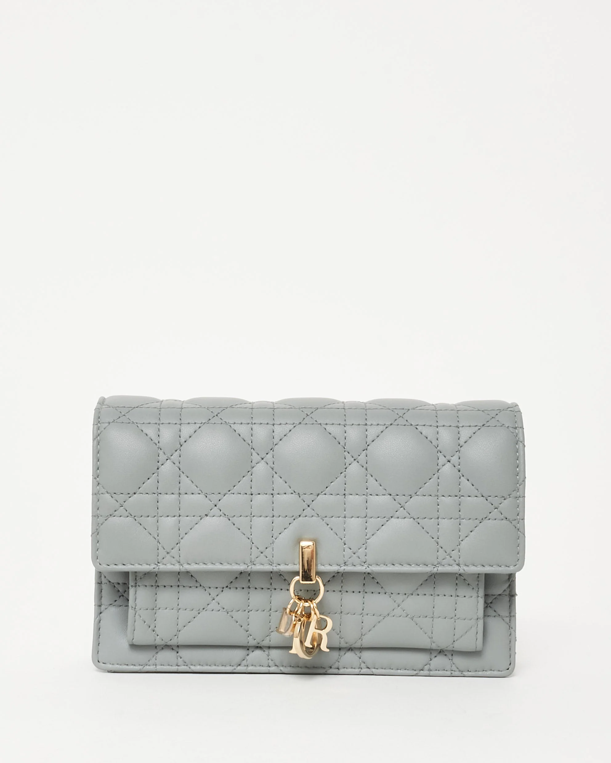 Dior Grey Cannage Lambskin Leather My Dior Daily Pouch Crossbody Bag