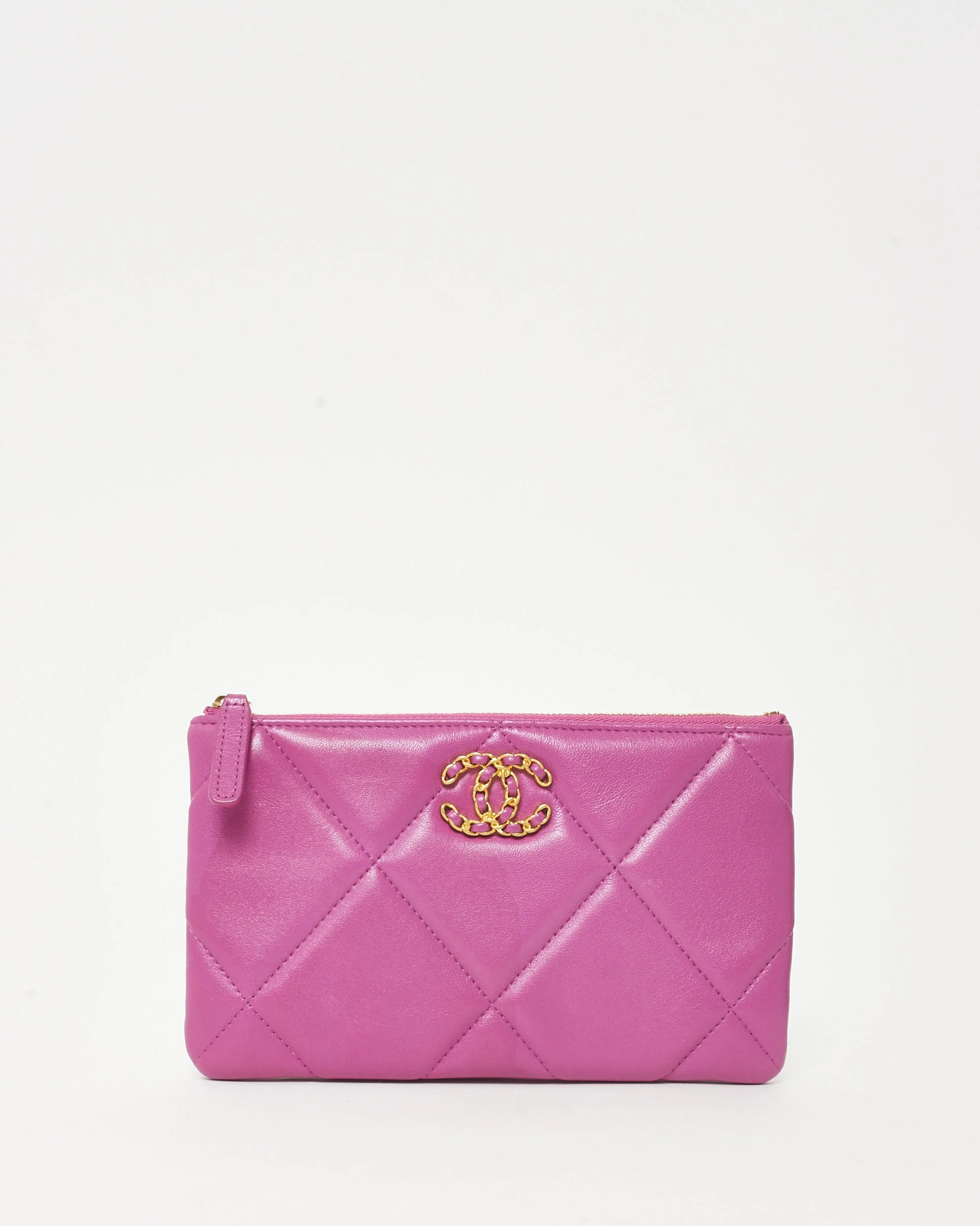 Chanel Pink Lambskin Leather 19 O Case Pouch
