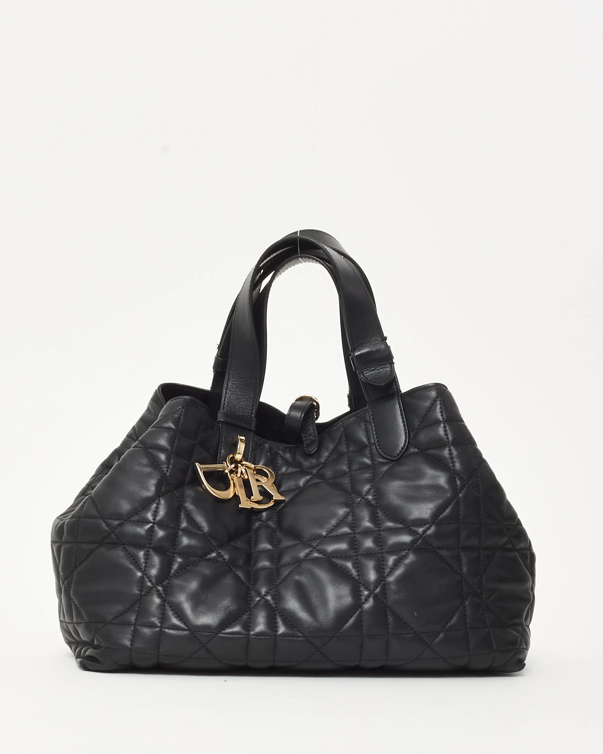 Dior Black Macrocannage Calfskin Leather Medium Toujours Bag