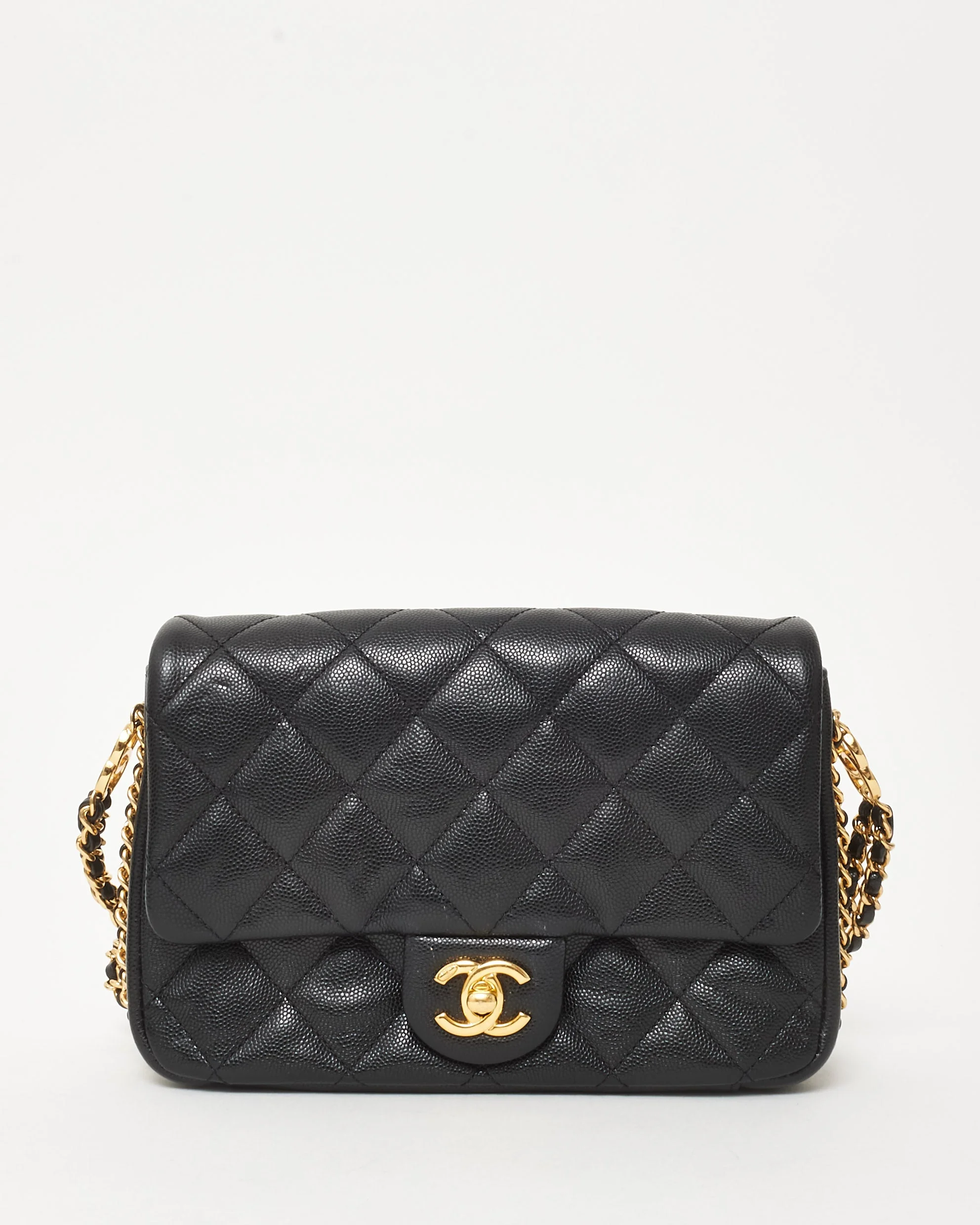 Chanel Black Caviar Leather CC You Mini Flap Bag GHW