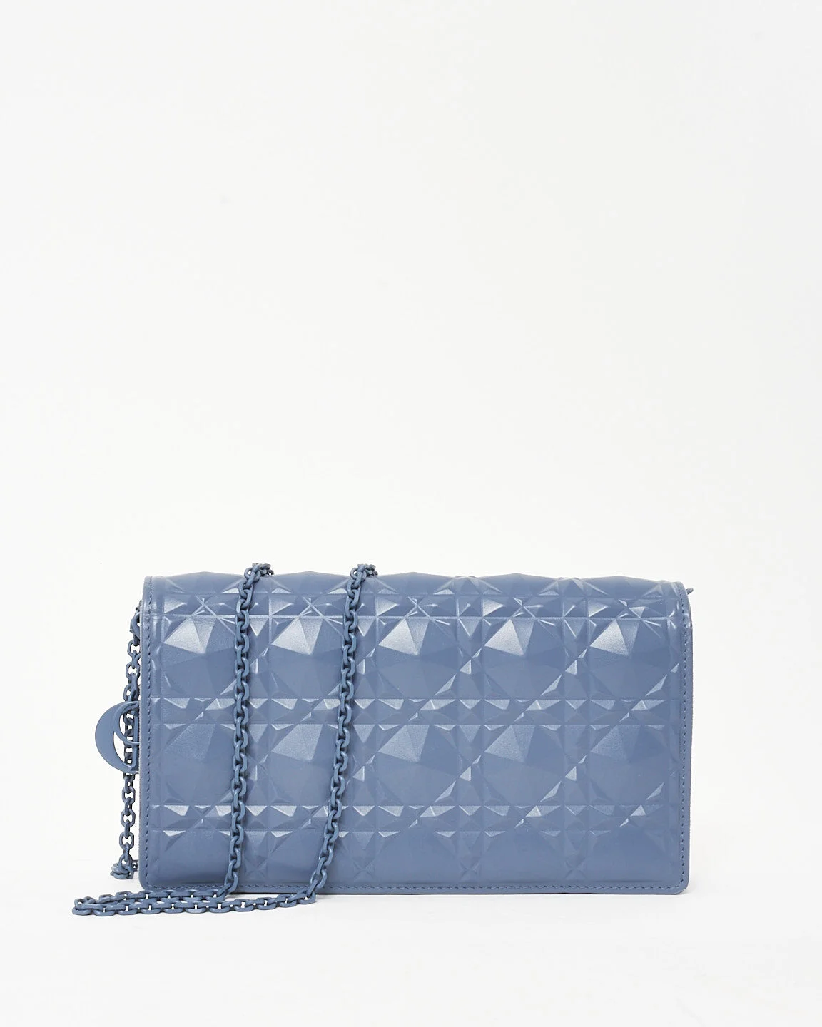 Dior Blue Patent Calfskin Cannage Diamond Lady Dior Pouch WOC Crossbody
