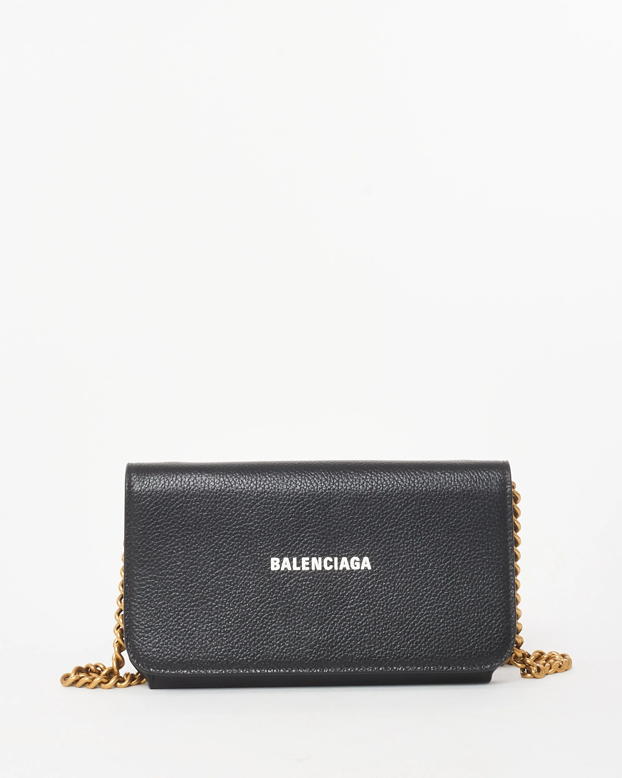 Balenciaga Black Leather Logo Cash Phone Case Crossbody Bag