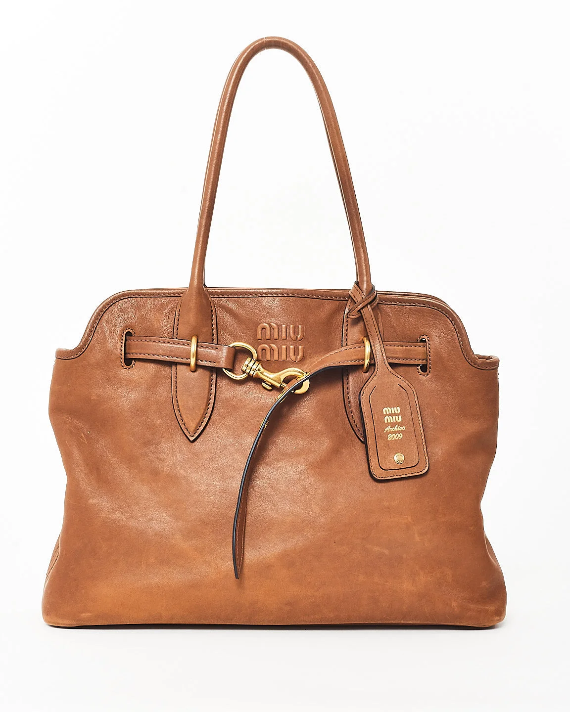 Miu Miu Brown (Oak) Nappa Leather Medium Adventure Bag