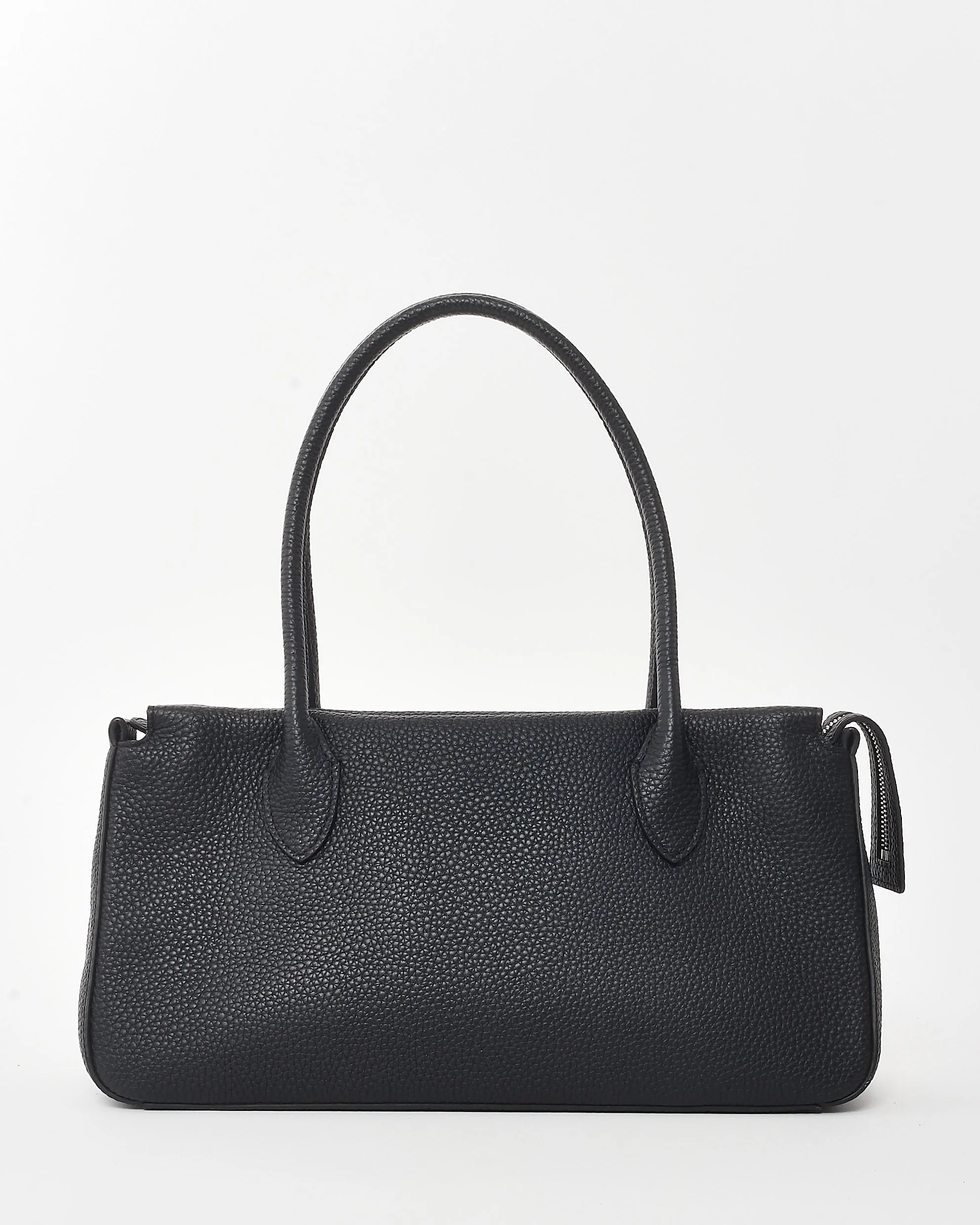 The Row Black Grained Leather E/W Top Handle Bag