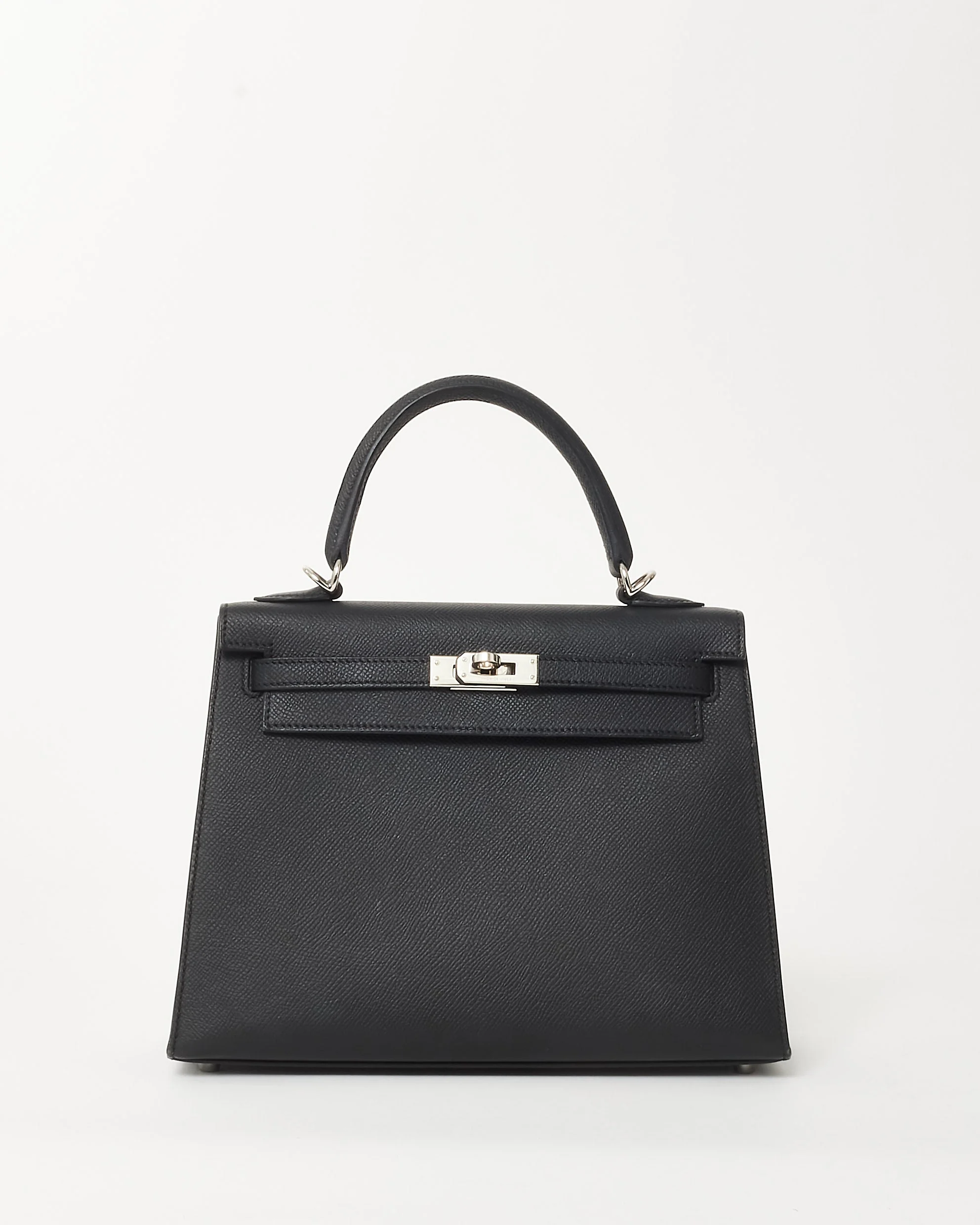 Hermès Black Noir Epsom Leather Kelly Sellier 25 Bag PHW