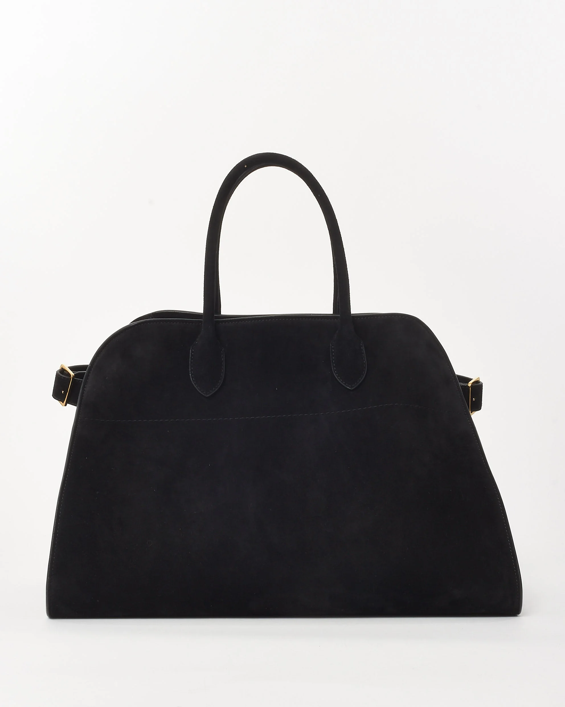 The Row Black Suede Soft Margaux 15 Bag GHW