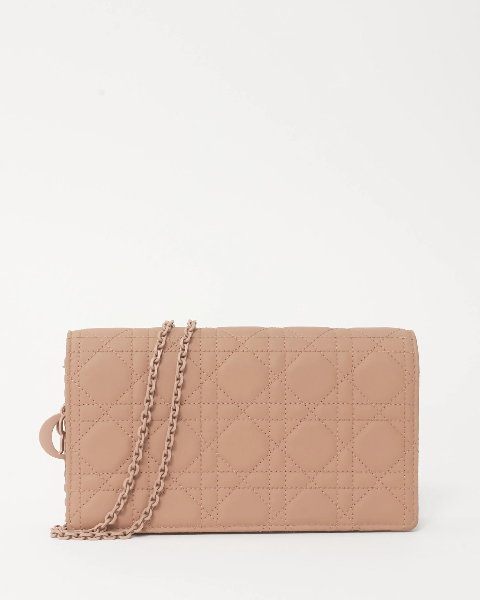 Dior Beige Ultra Matte Cannage Leather Wallet on Chain Crossbody Bag