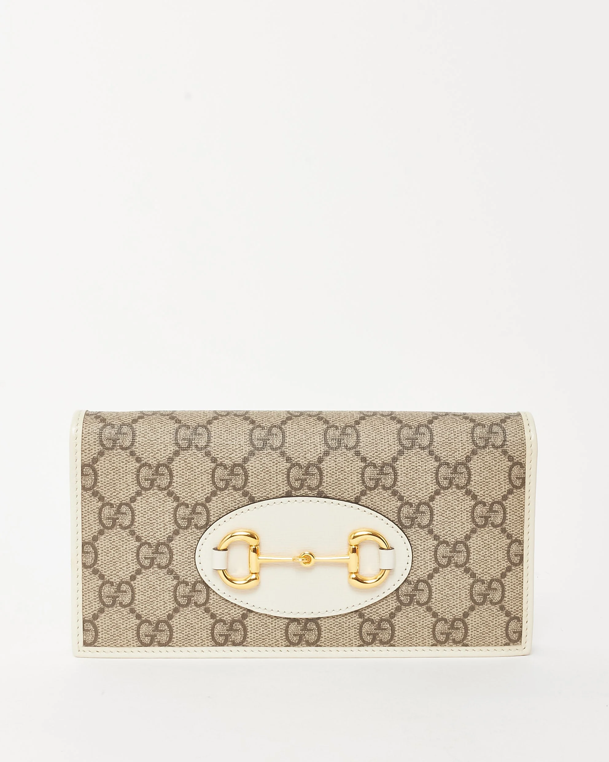 Gucci White GG Supreme Coated Canvas Horesbit 1955 WOC Wallet on Chain Bag