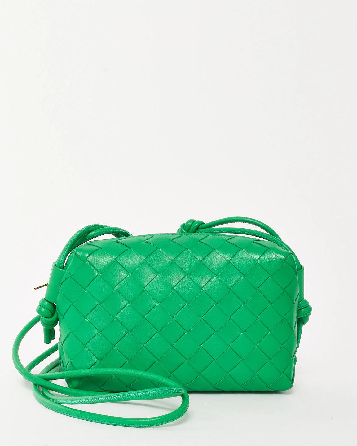 Bottega Veneta Parakeet Green Intrecciato Leather Mini Loop Camera Bag