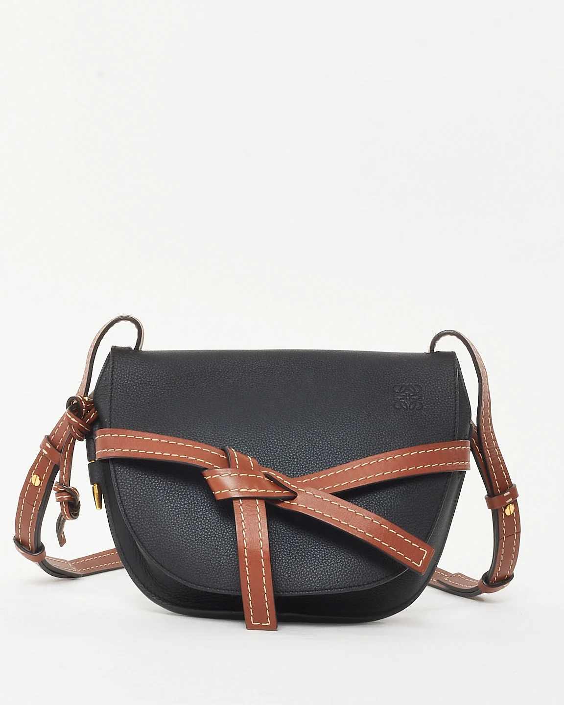 Loewe Black and Brown Soft Calfskin Small Gate Crossbody Bag