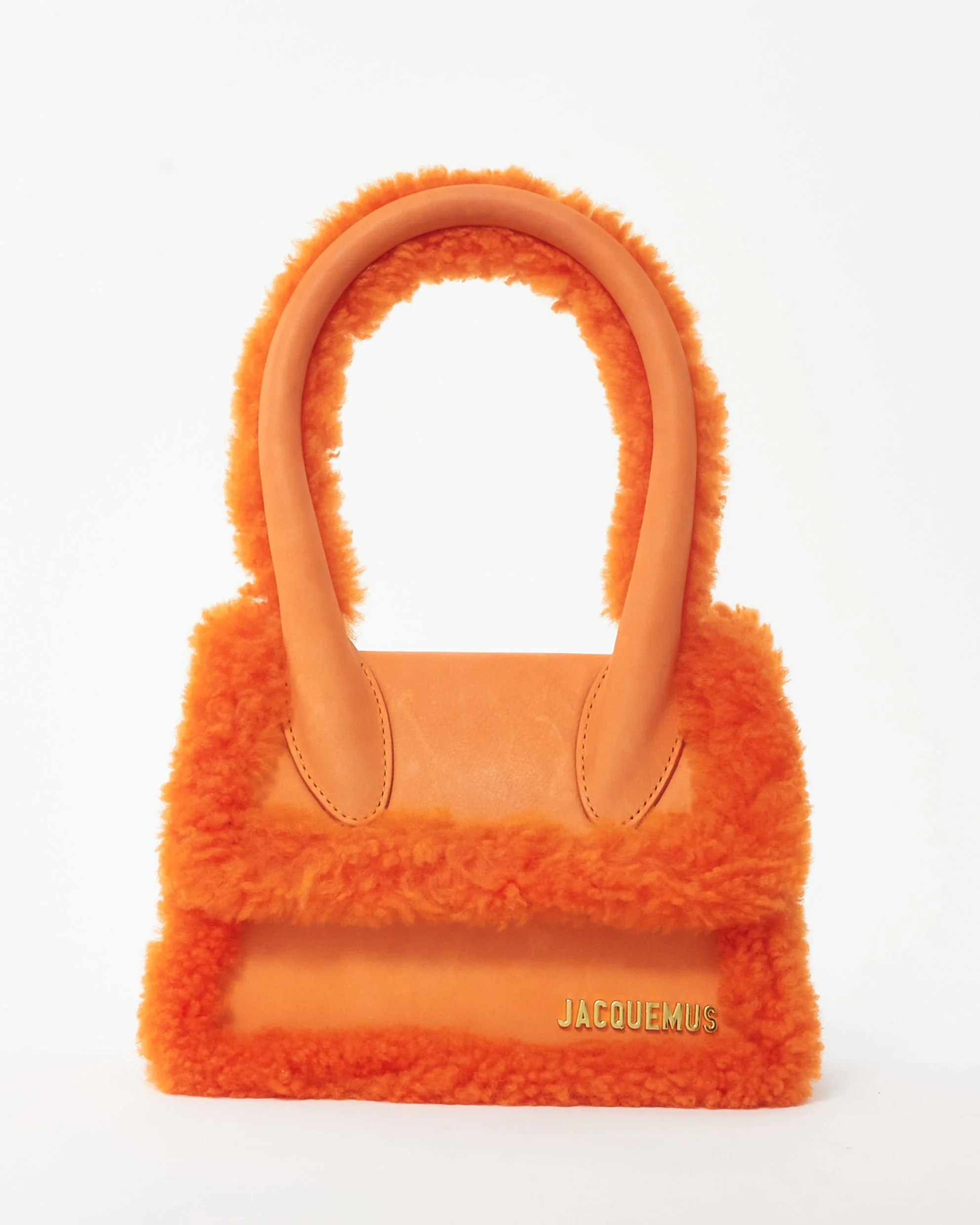Jacquemus Orange Leather & Shearling-Trimmed Le Chiquito Moyen Bag