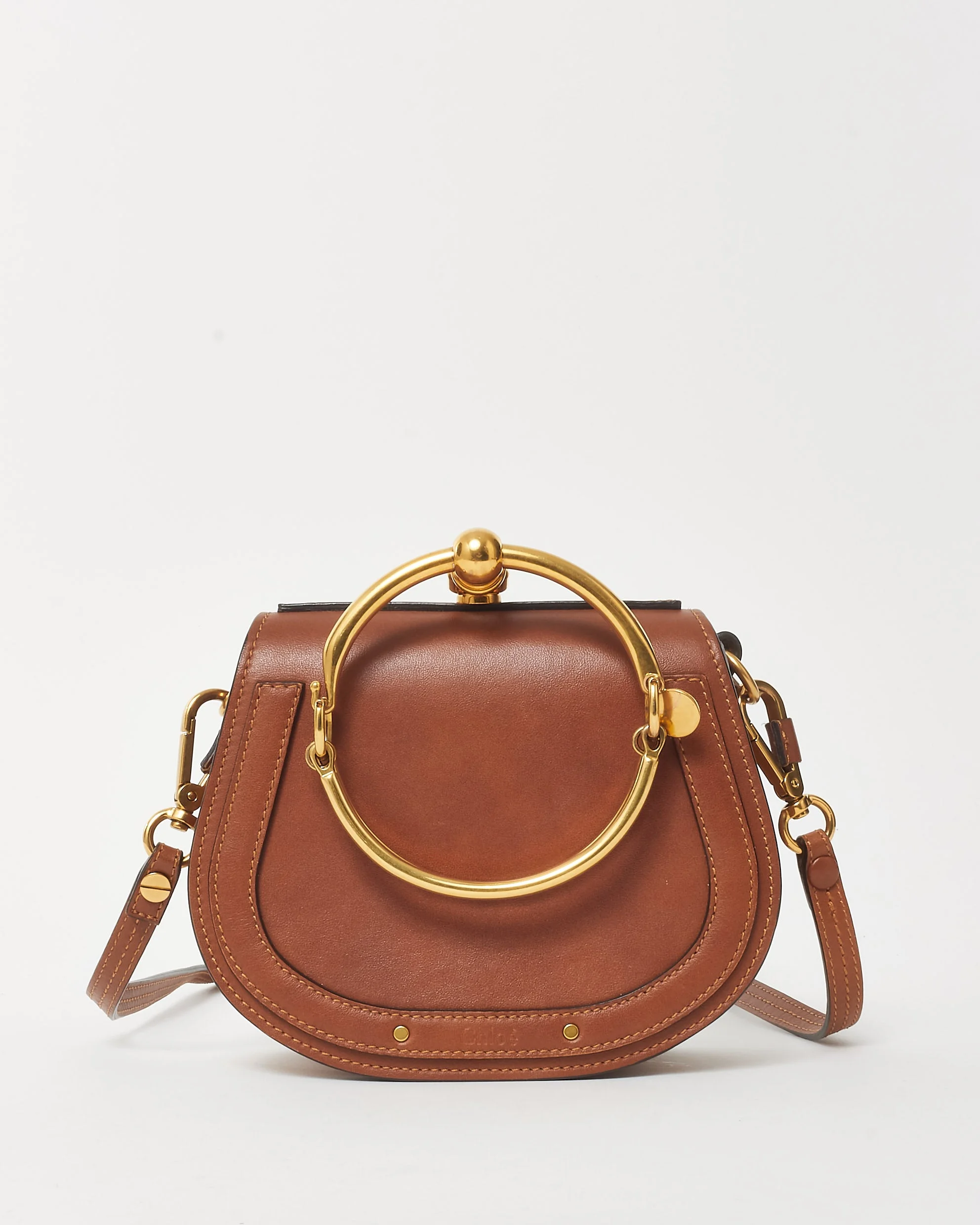 Chloé Chestnut Brown Leather Small Nile Bracelet Crossbody Bag