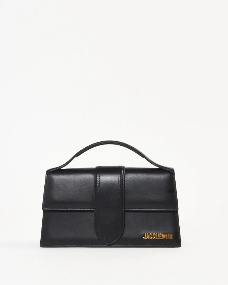 Jacquemus Black Leather Les Classiques "The Large Bambino' Bag w/ Strap