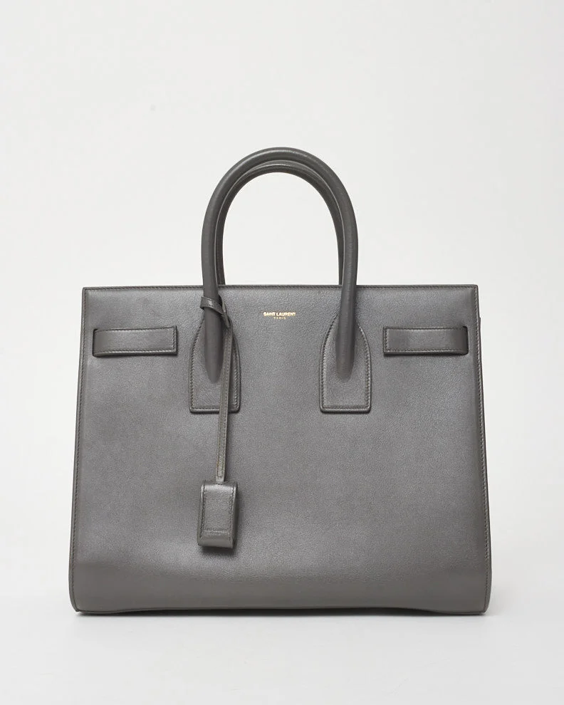 Saint Laurent Grey Smooth Leather Small Sac De Jour Bag