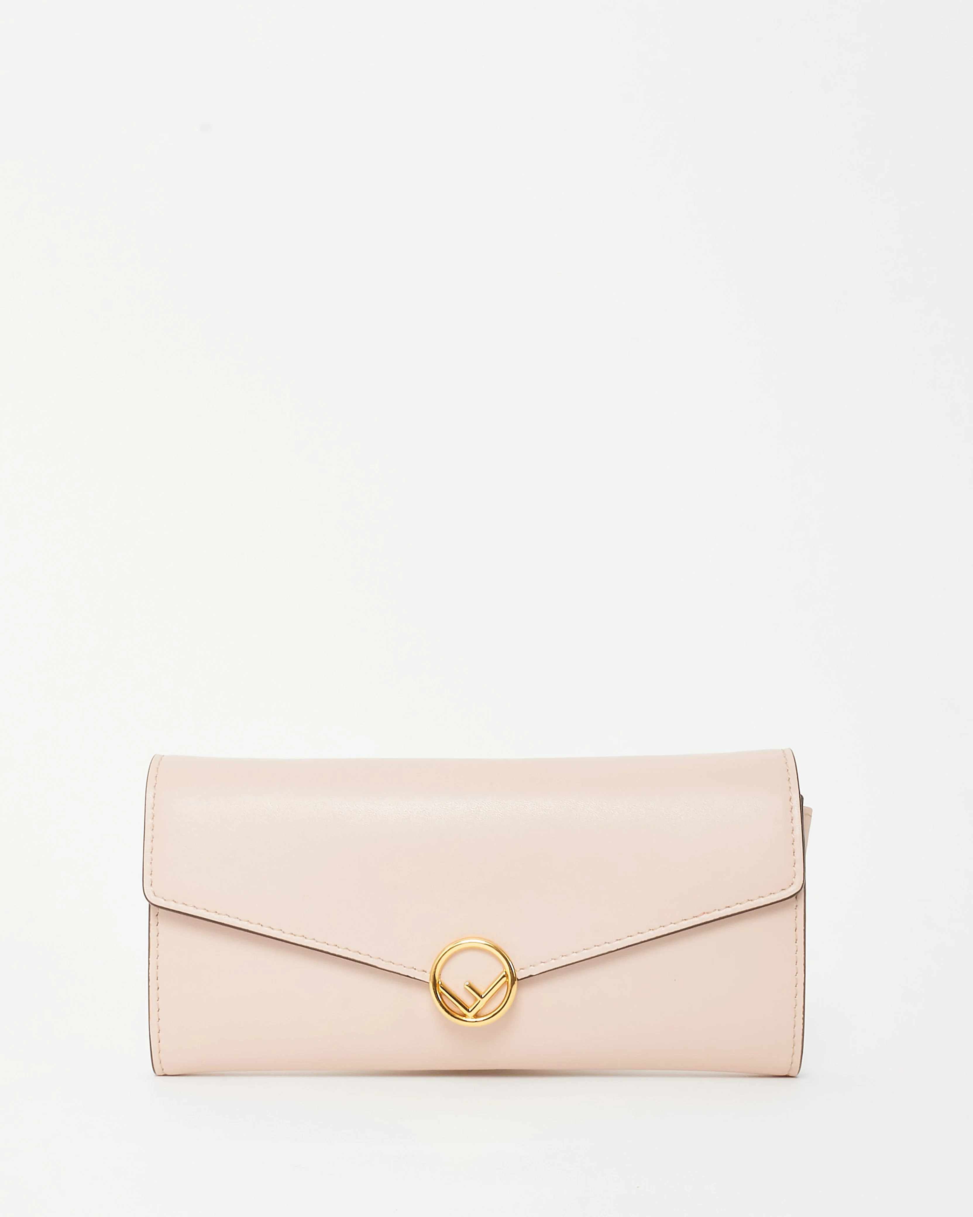 Fendi Pink Leather FF Diamonds Continental Wallet With Chain WOC Crossbody