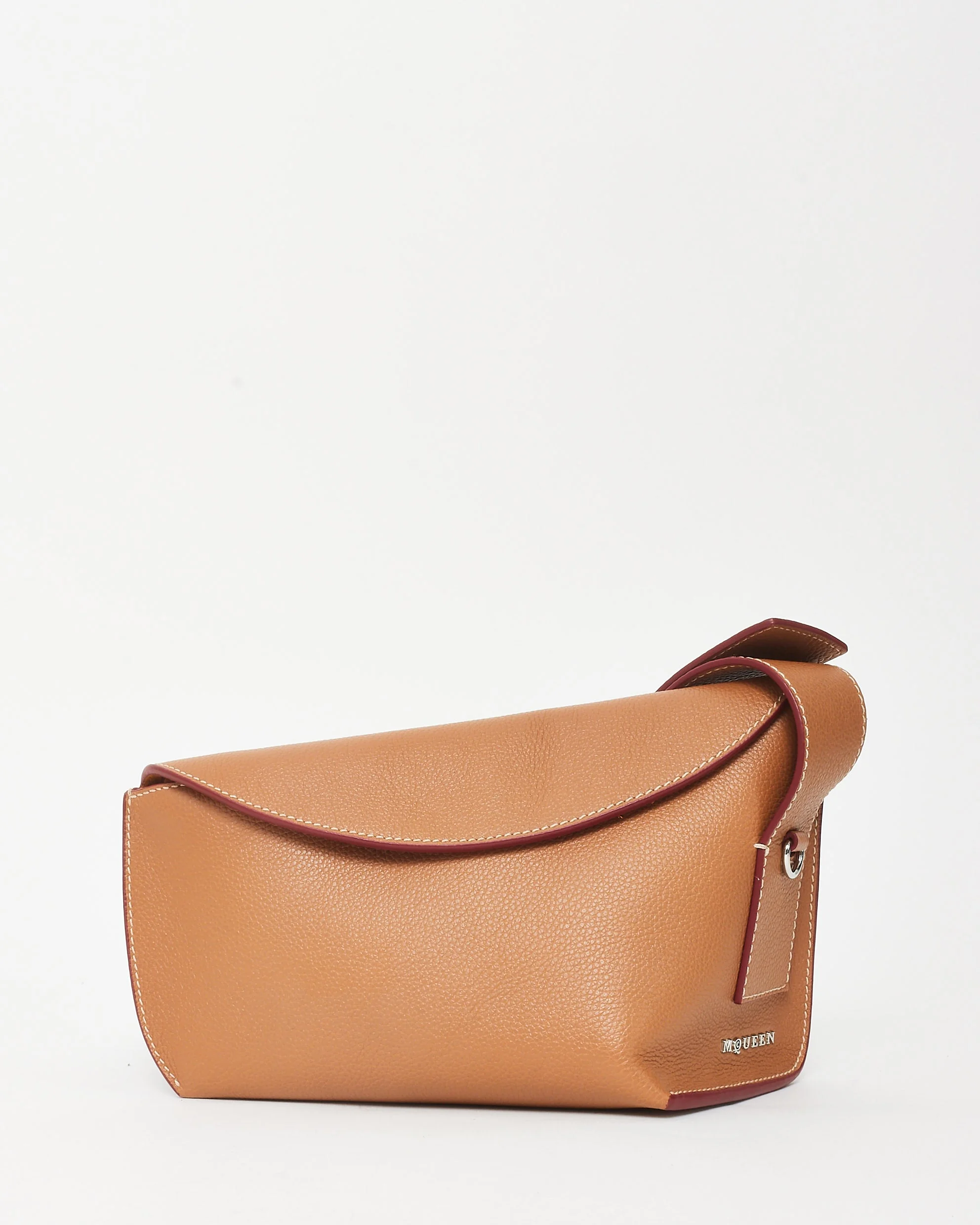 Alexander McQueen Light Brown Tan Textured LeatherT-Bar Sling Crossbody Bag