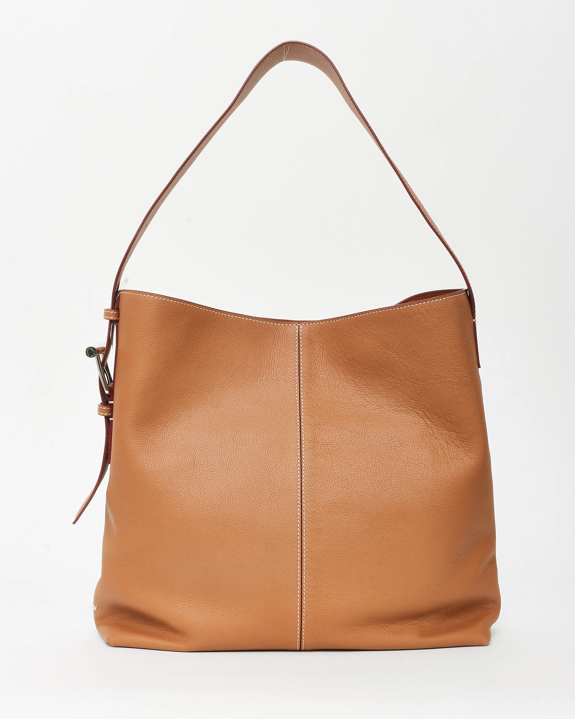 Alexander McQueen Light Brown Tan Textured Leather T-Bar Sling Shoulder Bag