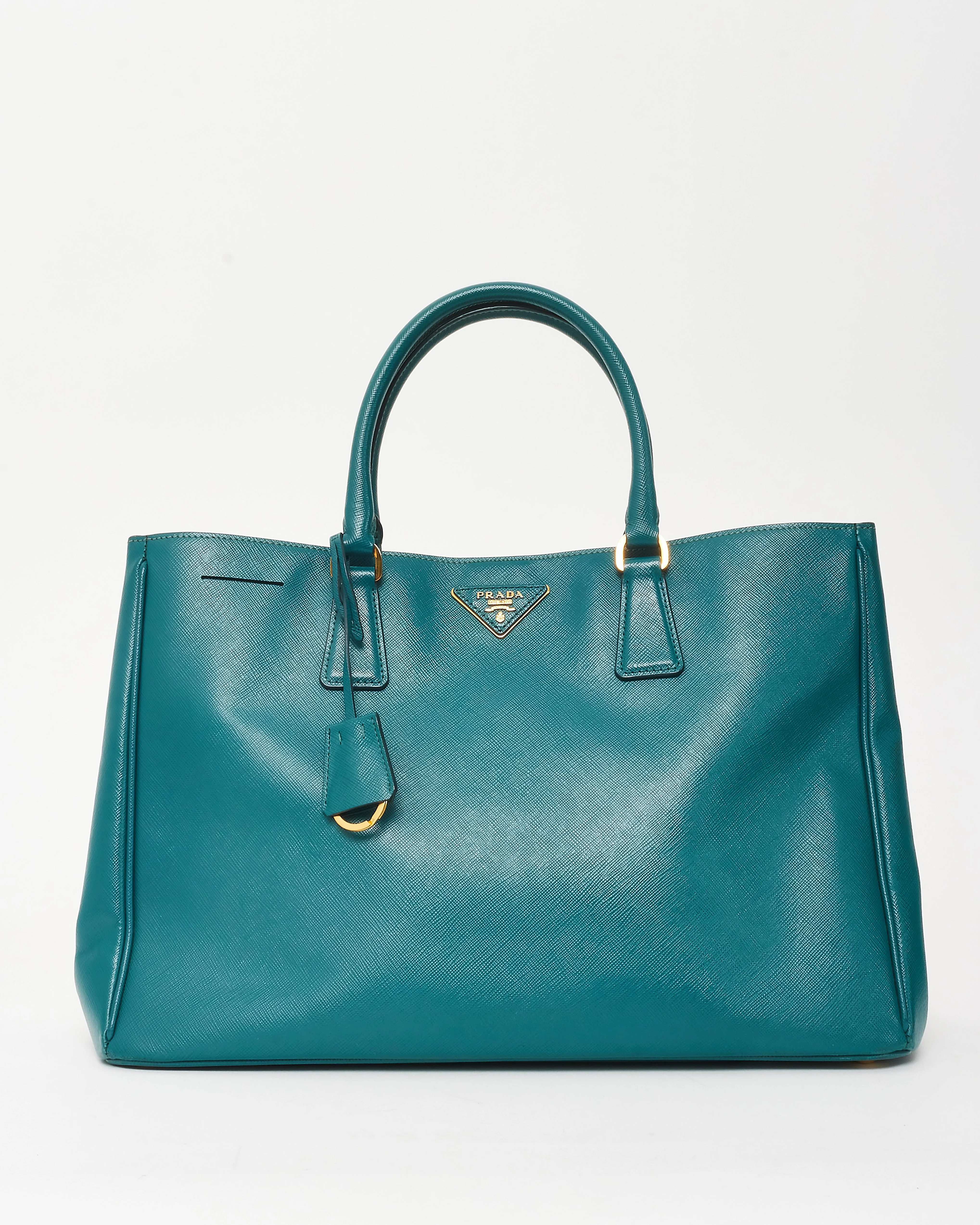 Prada Ottanio Blue Saffiano Leather Lux Large Tote