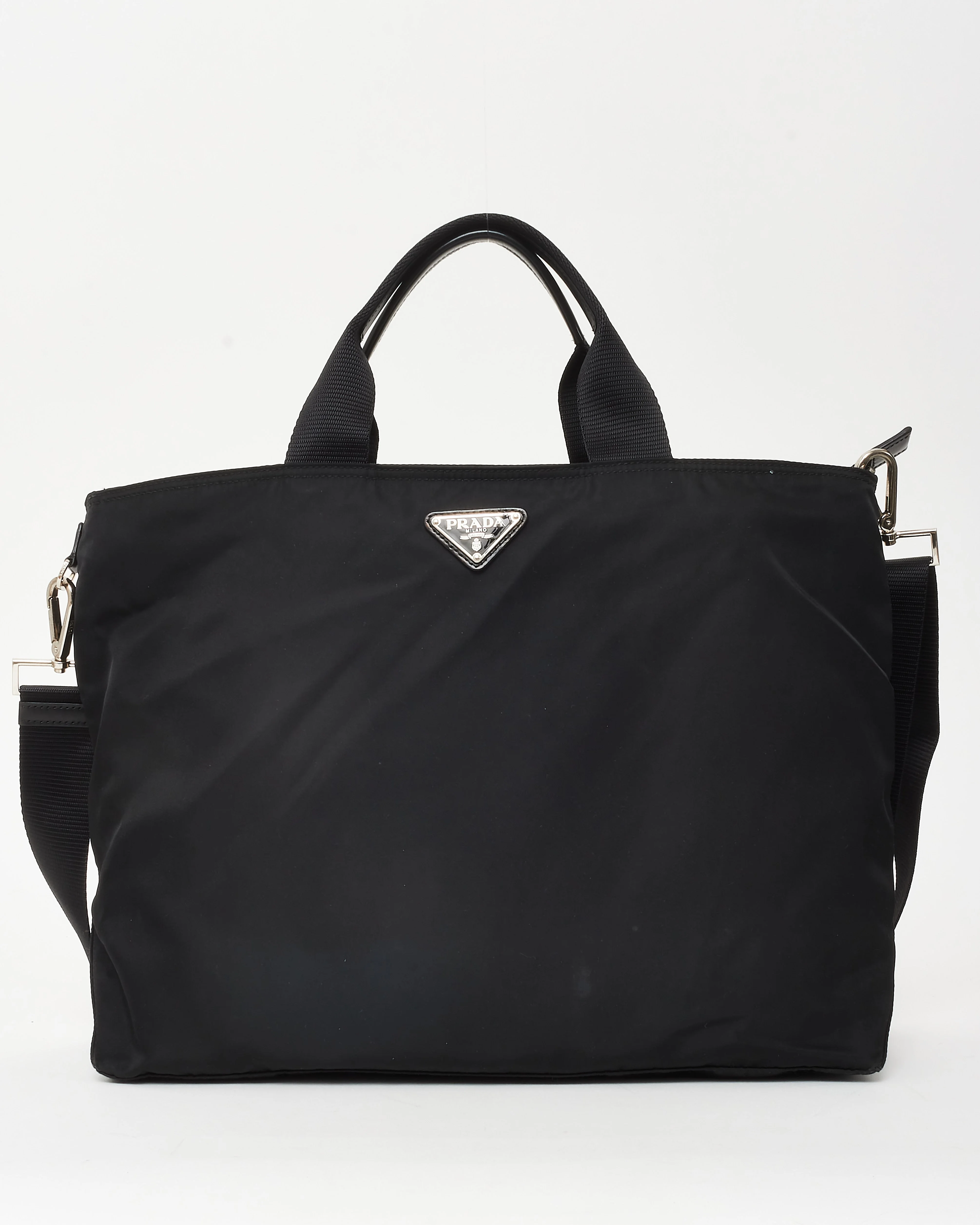 Prada Black Nylon Tessuto Vela Medium Convertible Tote w/ Strap