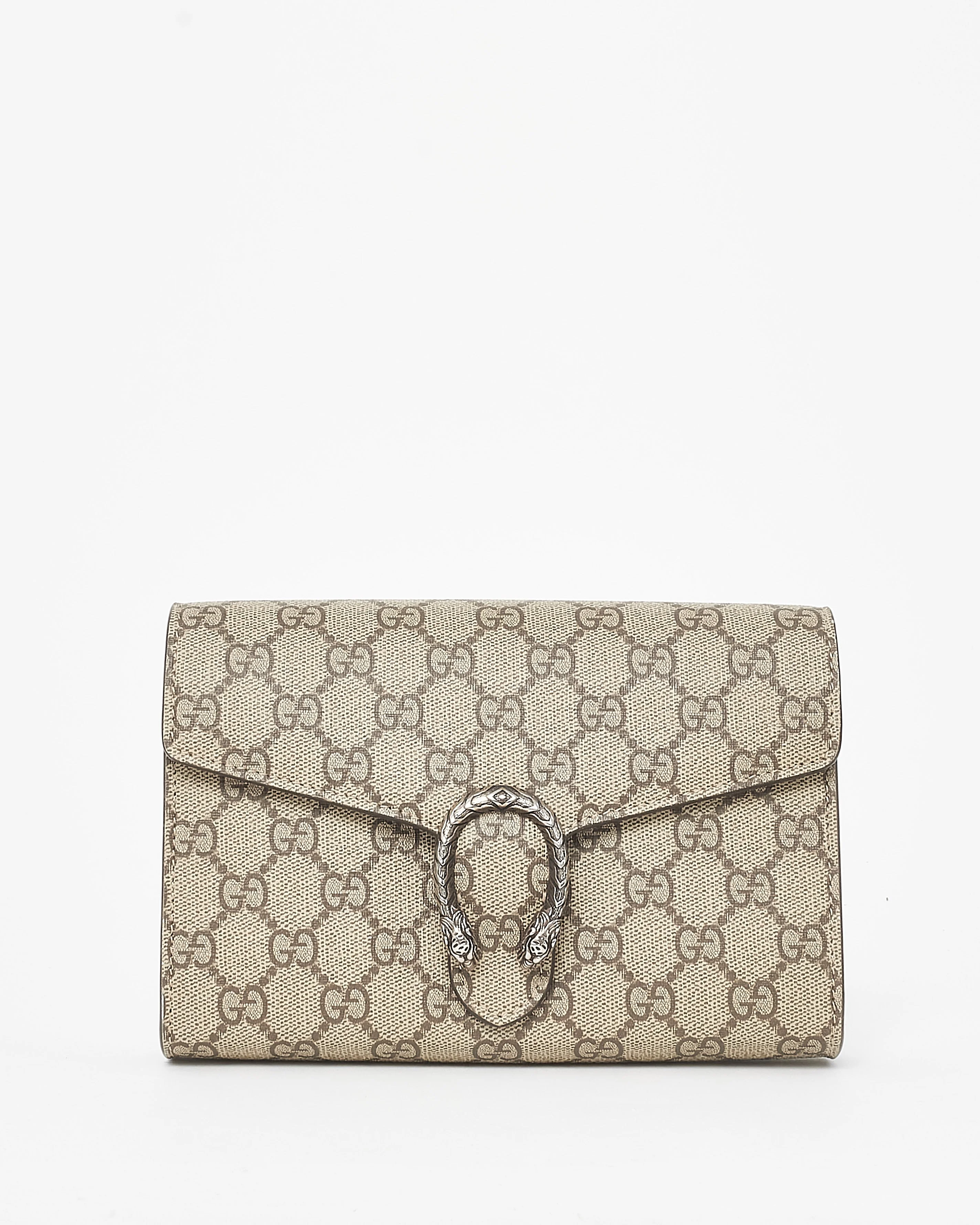 Gucci Beige & Ebony Monogram GG Supreme Canvas Dionysus WOC Crossbody Bag