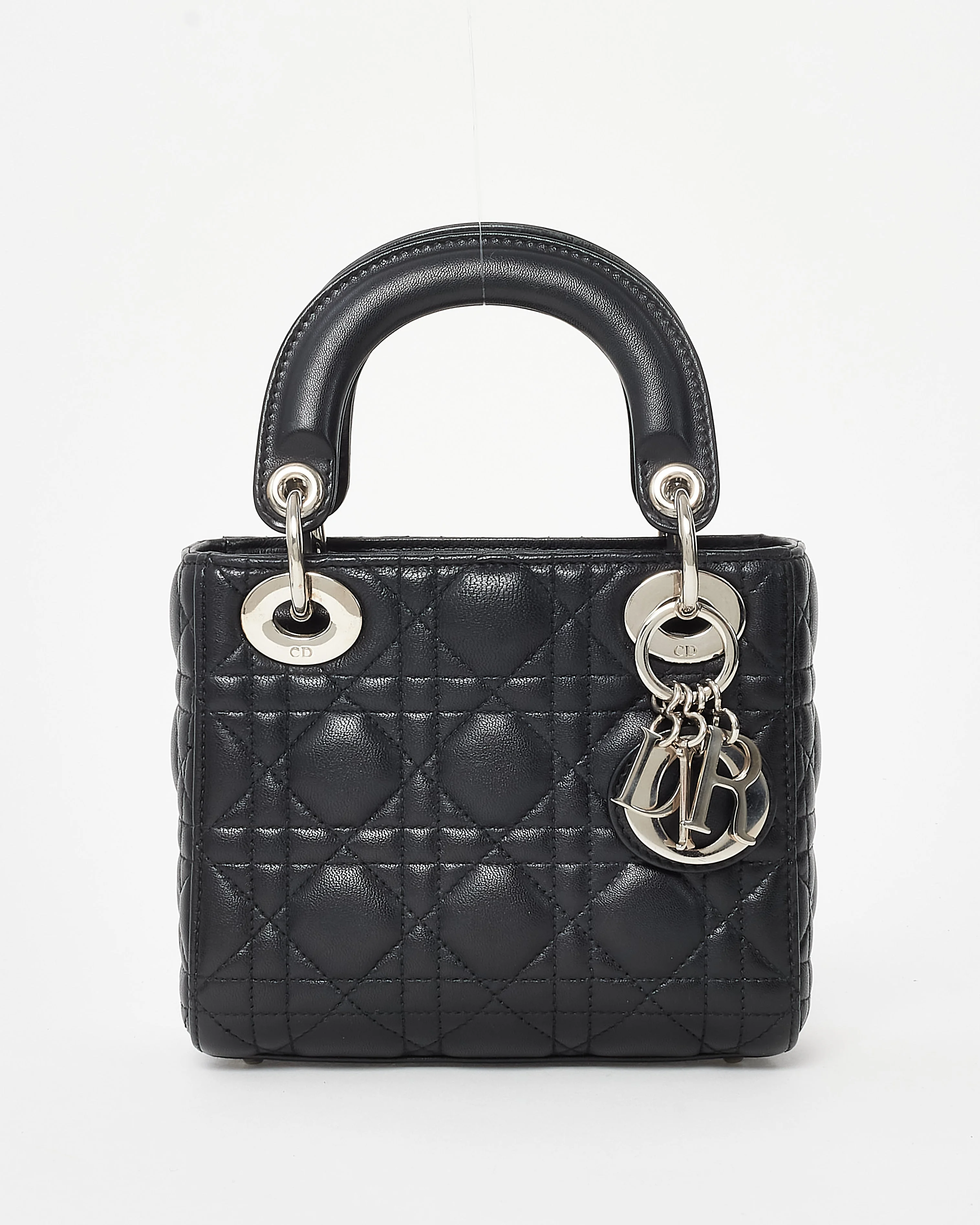 Dior Black Cannage Lambskin Leather Mini Lady Dior SHW