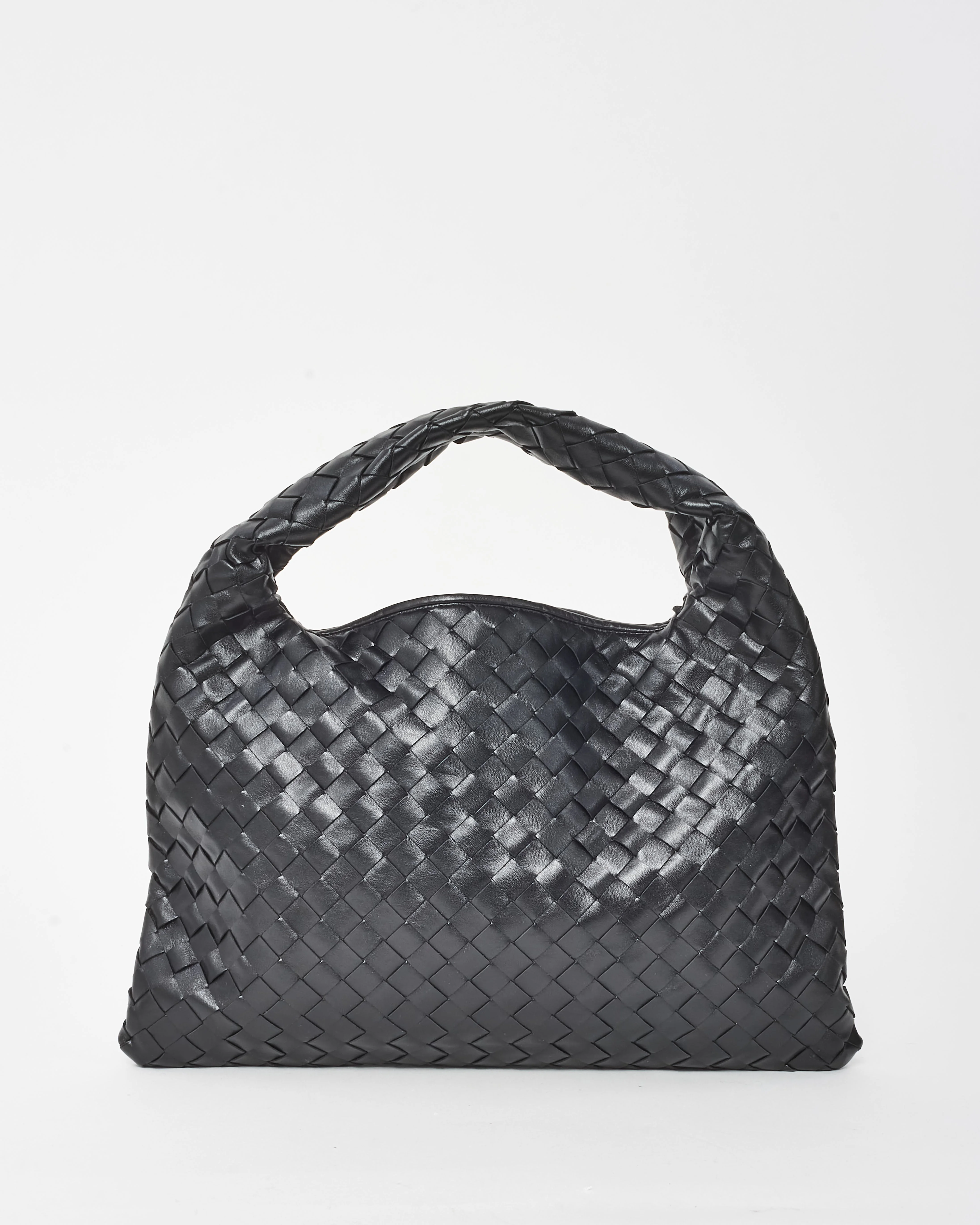 Bottega Veneta Black Intrecciato Leather Small Hop Shoulder Bag