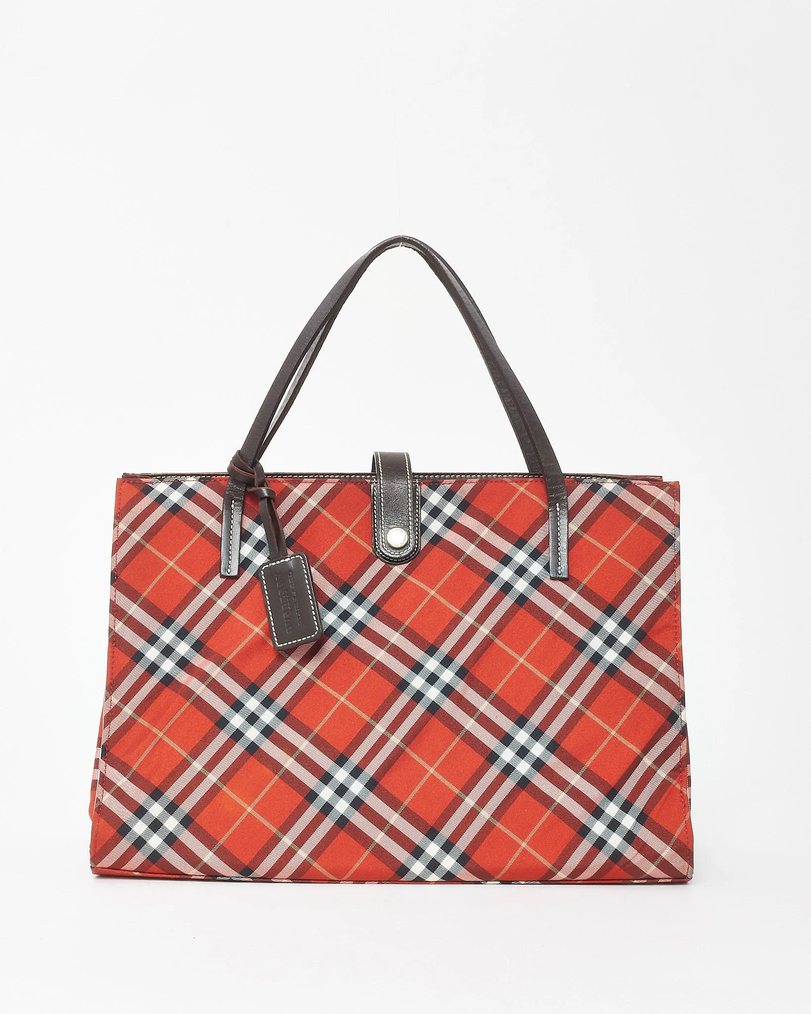 Burberry Vintage Red Nylon Nova Check Tote Bag