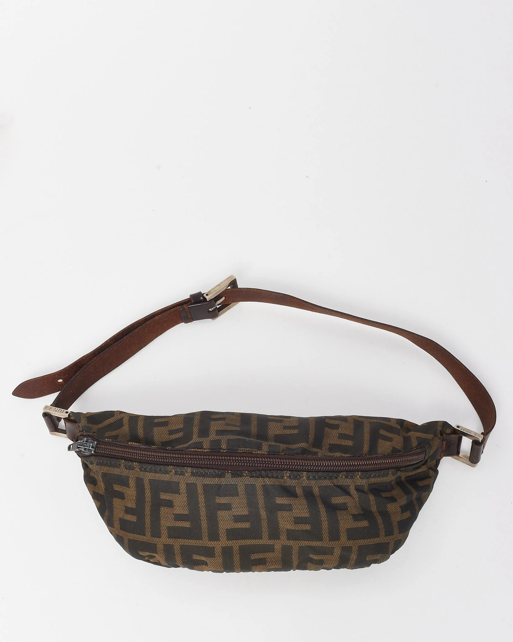 Fendi Vintage Tobacco Brown Zucca Print Sling Belt Bag