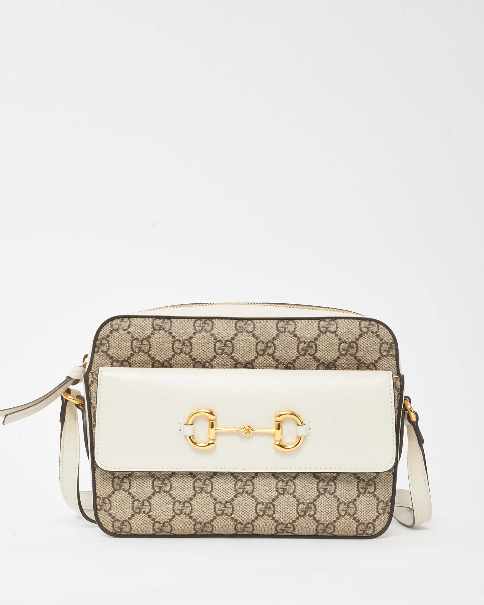 Gucci White GG Supreme Coated Canvas Horsebit 1955 Small Camera Bag